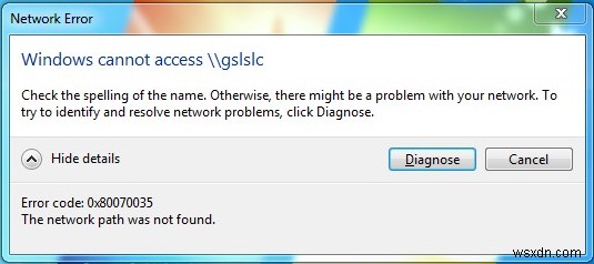 Khắc phục:Lỗi 0x80070035  không tìm thấy đường dẫn mạng  