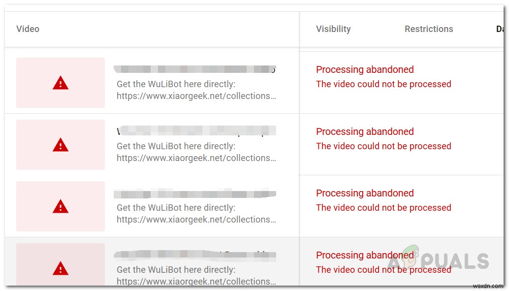 Làm thế nào để sửa lỗi  Xử lý bị bỏ qua Video không thể được xử lý  trên Youtube? 