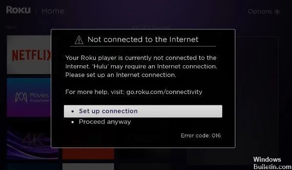 Sửa lỗi Roku hiển thị lỗi 016 - Không kết nối được với Internet? 