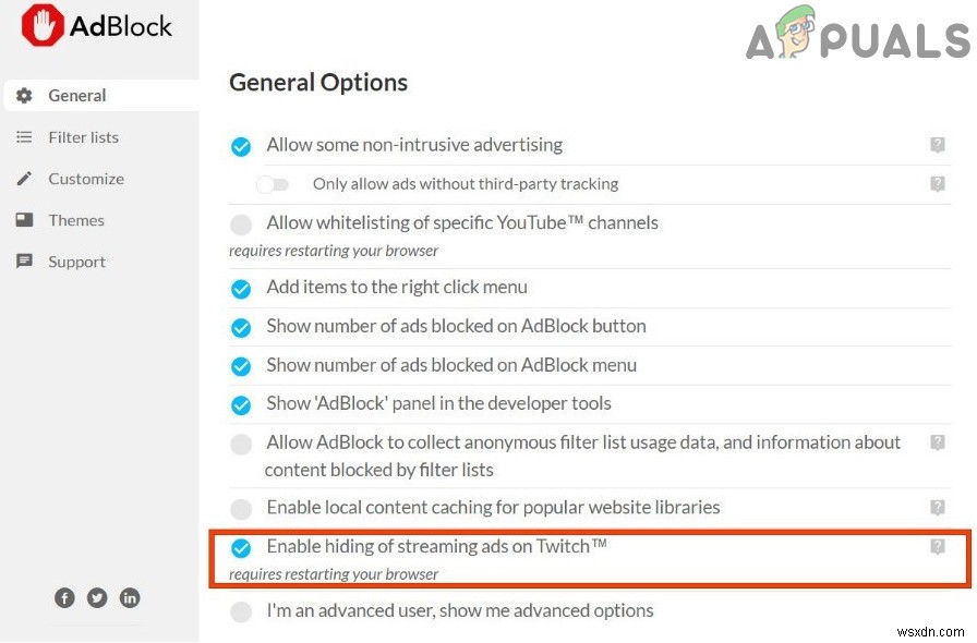 Làm thế nào để Adblock hoạt động trên Twitch? 