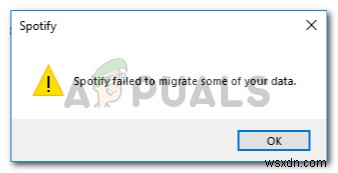 Khắc phục:Spotify không di chuyển được một số dữ liệu của bạn 