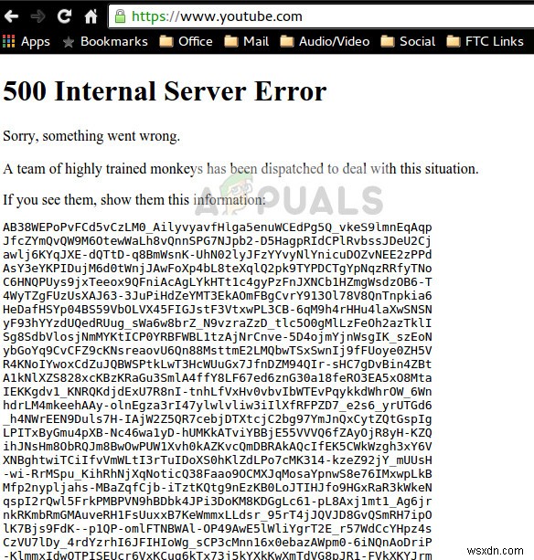 Khắc phục:Lỗi máy chủ nội bộ của YouTube 500 