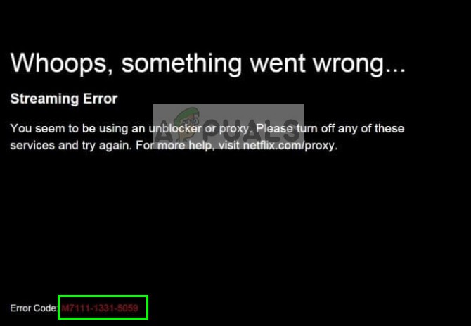 Khắc phục:Mã lỗi phát trực tuyến Netflix M7111-1331-5059 