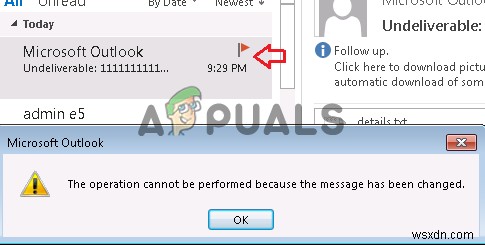 Khắc phục:“Không thể thực hiện thao tác vì thông báo đã bị thay đổi” trên Microsoft Outlook 