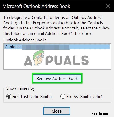 Danh sách địa chỉ không thể được hiển thị trong Outlook (Khắc phục) 