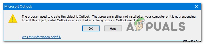 Khắc phục:Lỗi Outlook  Chương trình được sử dụng để tạo đối tượng này là Outlook  
