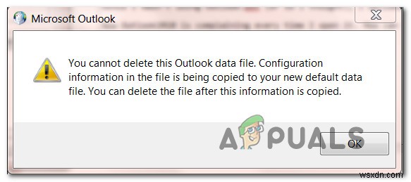 Khắc phục:Bạn không thể xóa tệp dữ liệu Outlook này 