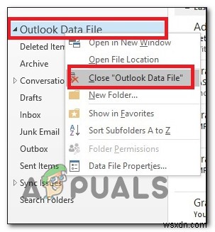 Khắc phục:Bạn không thể xóa tệp dữ liệu Outlook này 