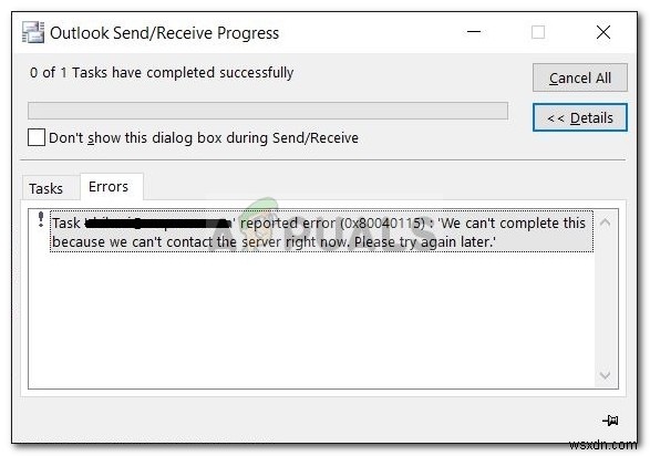 Khắc phục:Lỗi Microsoft Outlook 0x80040115 