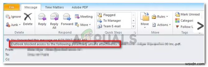 Khắc phục:Outlook bị chặn quyền truy cập vào các tệp đính kèm tiềm ẩn không an toàn sau 