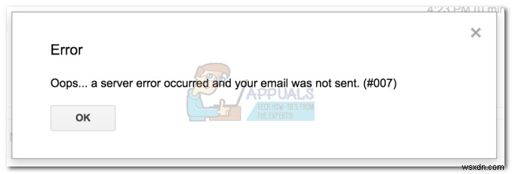 Khắc phục:rất tiếc… đã xảy ra lỗi máy chủ và email của bạn không được gửi đi. (# 007) 