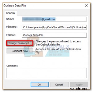 Cách thêm hoặc xóa mật khẩu khỏi tệp dữ liệu Outlook 