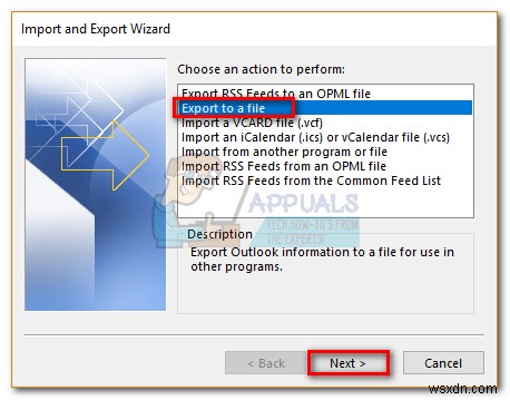 Cách sao lưu Outlook 2016, 2013, 2010 