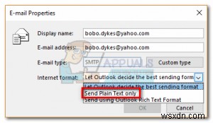 Khắc phục:Outlook Gửi tệp đính kèm winmail.dat 