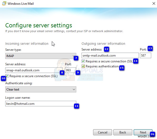 Khắc phục:Lỗi máy chủ Windows Live Mail 3202 ‘0x8DE00005’ 