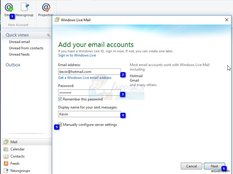 Khắc phục:Lỗi máy chủ Windows Live Mail 3202 ‘0x8DE00005’ 