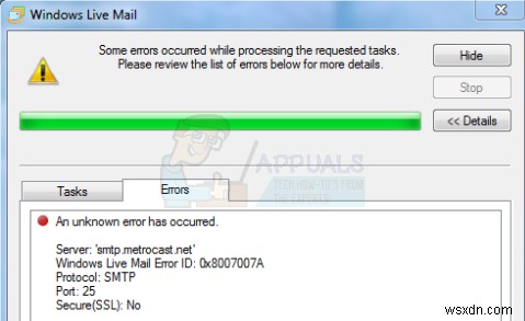 Khắc phục:Đã xảy ra lỗi không xác định trên Windows Live Mail 