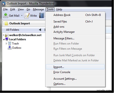 Cách nhập e-mail vào Thunderbird