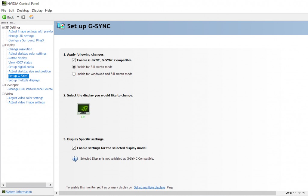 Cách bật và xác thực G-Sync trên màn hình chơi game FreeSync 