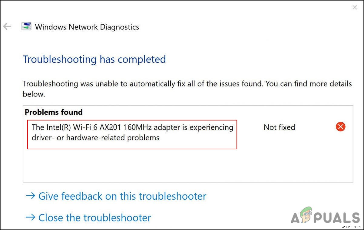 Intel (R) Wi-fi 6 AX201 160MHz không hoạt động? Đây là cách khắc phục! 