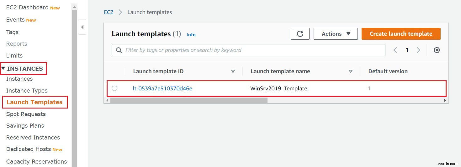 Cách tạo mẫu từ Amazon EC2 Instance 