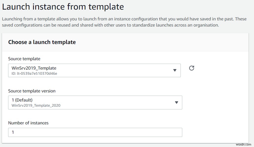 Cách tạo mẫu từ Amazon EC2 Instance 