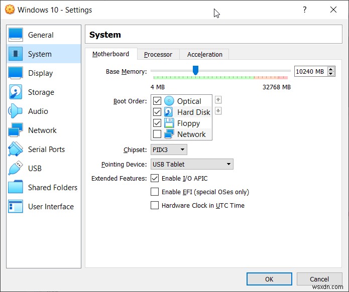 Định cấu hình Máy ảo trong Oracle VM VirtualBox 