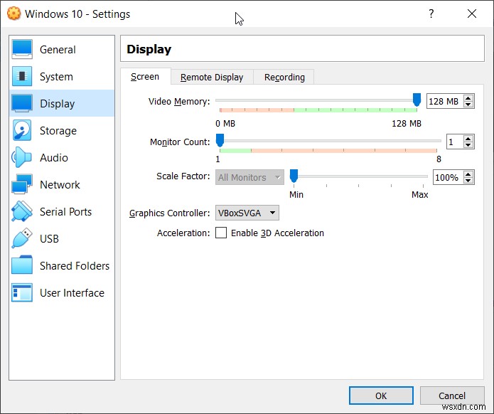 Định cấu hình Máy ảo trong Oracle VM VirtualBox 