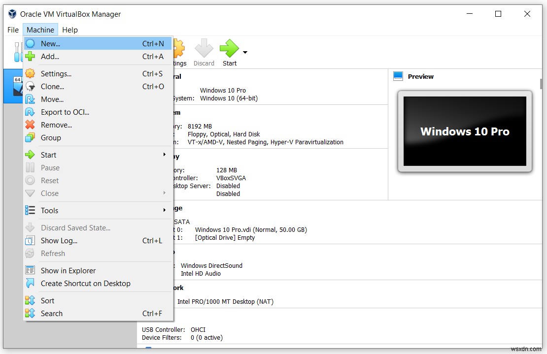 Tìm hiểu Oracle VM VirtualBox (Menu) 