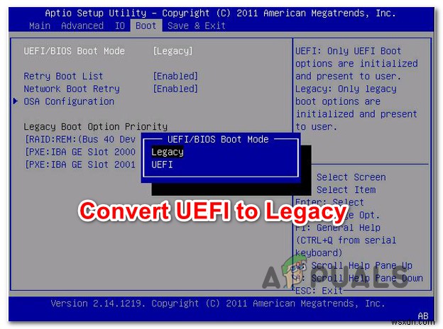 Cách chuyển đổi UEFI sang BIOS kế thừa trên Windows (7, 8 và 10) 
