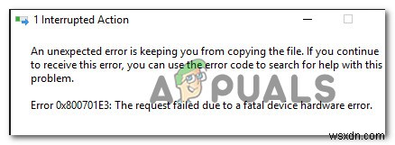 Khắc phục:Lỗi 0x800701E3 trên Windows 7, 8.1, 10 