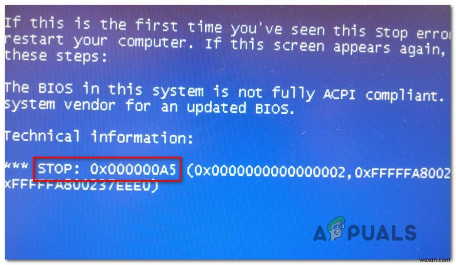 Sửa lỗi STOP 0x000000A5 khi cài đặt Windows 7 