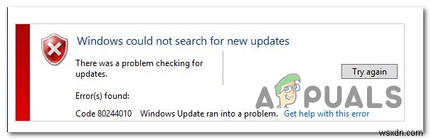 Khắc phục:Mã lỗi cập nhật Windows 80244010 