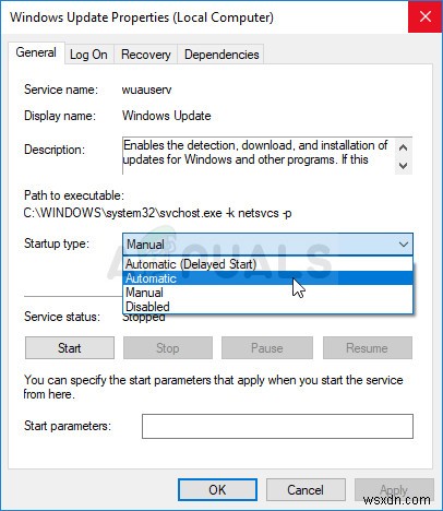 Khắc phục:Dịch vụ cập nhật Windows không chạy 