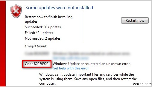 Khắc phục:Lỗi Windows Update 800f0902