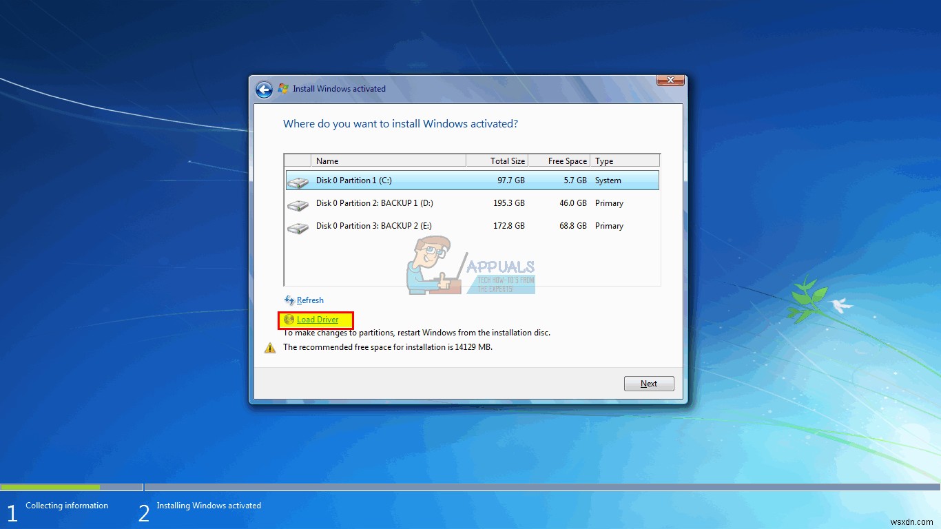 Khắc phục:Không tìm thấy ổ cứng nào trong trình cài đặt Windows 7 