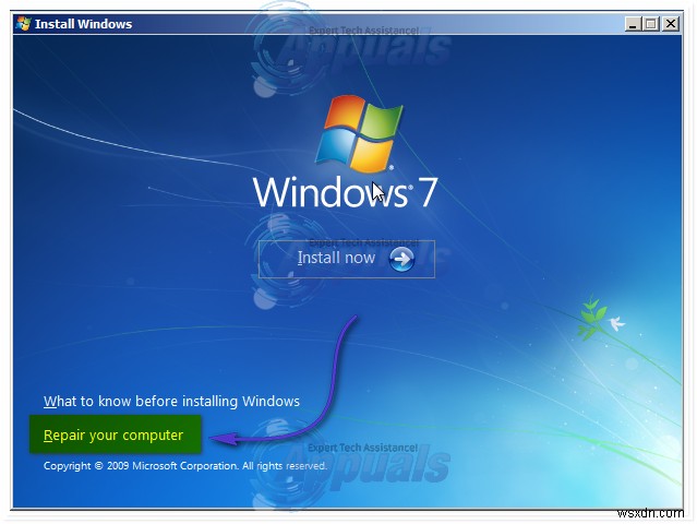 Cách thực hiện:Startup Repair trong Windows 7 