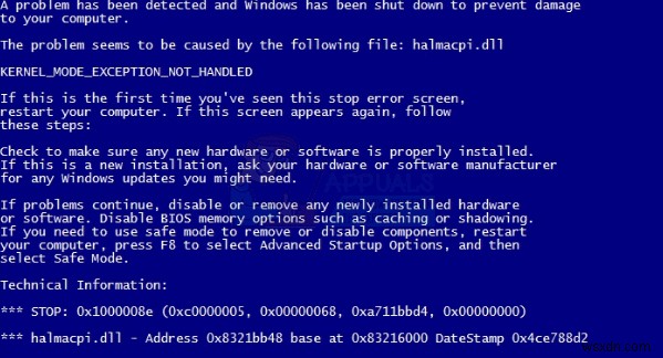 Khắc phục:Lỗi màn hình xanh Windows 7 halmacpi.dll, ntkrnlpa.exe, tcp.sys 