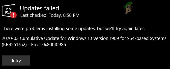 [Khắc phục sự cố] Windows không cài đặt được bản cập nhật sau với lỗi 0x800F0986 