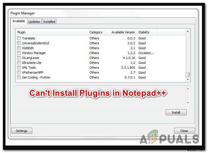 Không cài đặt được plugin Notepad ++ trên Windows 10 