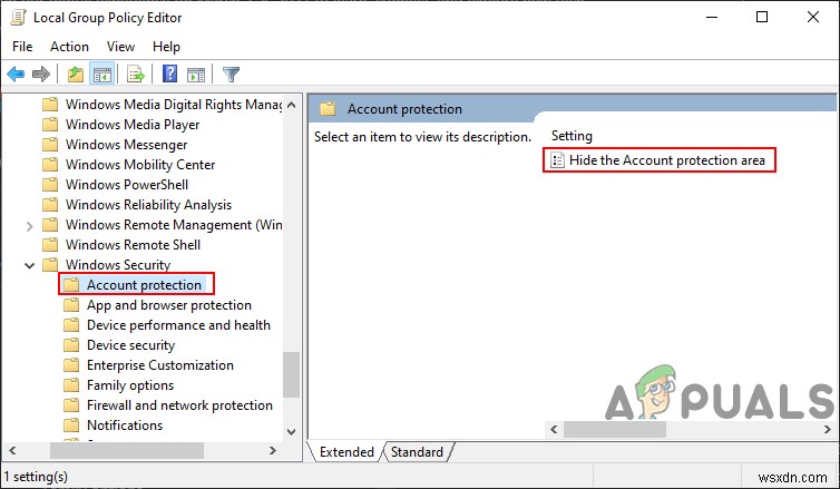 Làm cách nào để Ẩn Khu vực Bảo vệ Tài khoản trong Windows 10? 