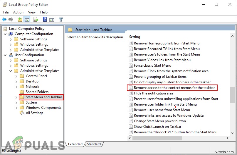 Tắt menu ngữ cảnh trong Windows 10 File Explorer, Start Menu &Taskbar 