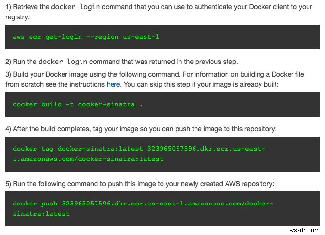 Cách triển khai ứng dụng Sinatra trong Docker đến Dịch vụ vùng chứa EC2 của Amazons 