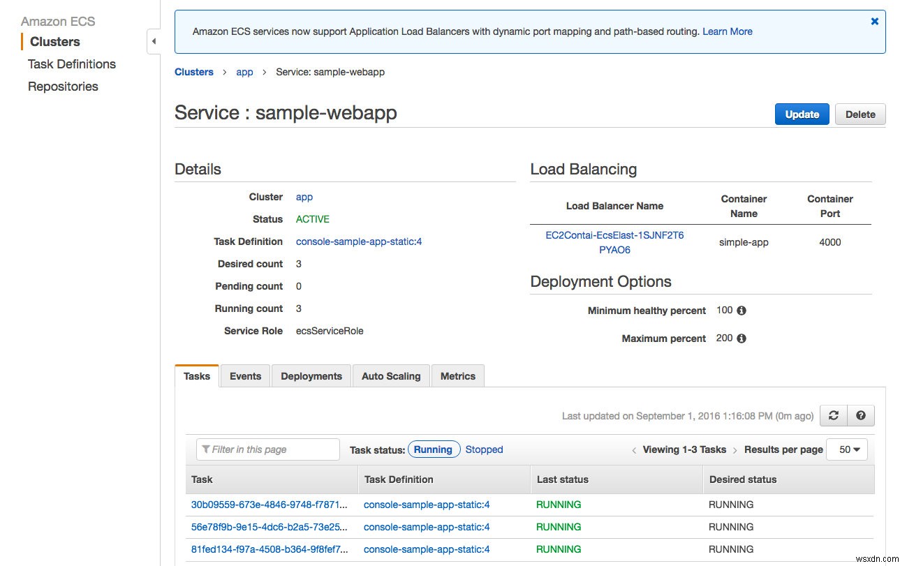 Cách triển khai ứng dụng Sinatra trong Docker đến Dịch vụ vùng chứa EC2 của Amazons 