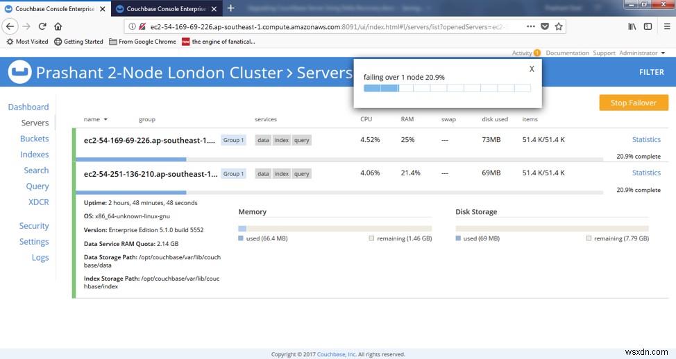 Nâng cấp lần lượt của Máy chủ Couchbase bằng cách sử dụng tùy chọn chuyển đổi dự phòng duyên dáng 