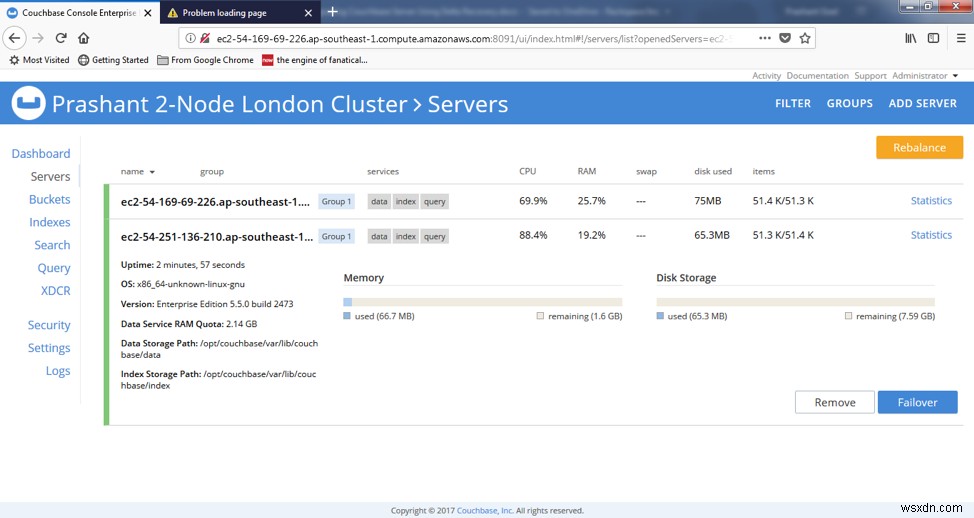 Nâng cấp lần lượt của Máy chủ Couchbase bằng cách sử dụng tùy chọn chuyển đổi dự phòng duyên dáng 