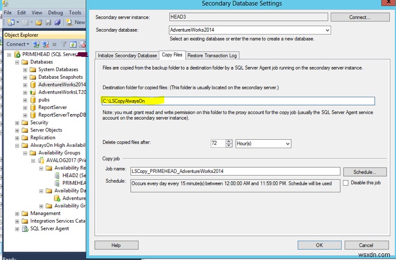Vận chuyển nhật ký Microsoft SQL Server trên cơ sở dữ liệu AlwaysOn hiện có 