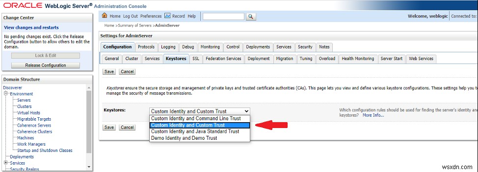 Định cấu hình SSL trong WebLogic Server 12c 