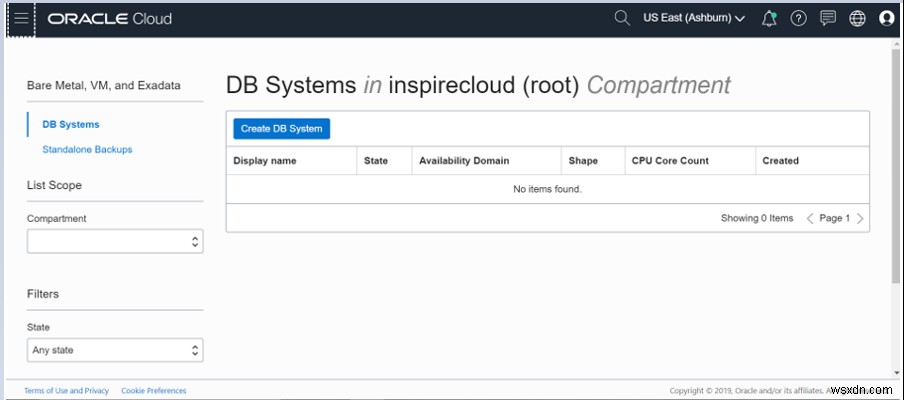 Tạo Cơ sở dữ liệu Oracle (DBaaS) trên đám mây 