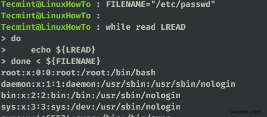 Các cách khác nhau để đọc tệp trong Bash Script bằng While Loop 